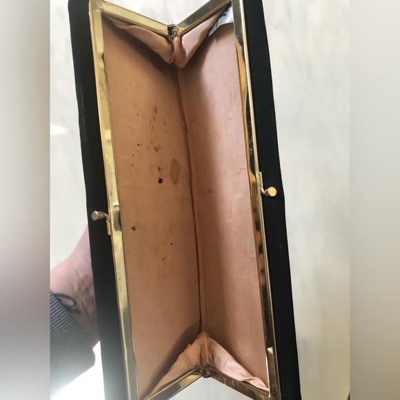 Vintage 1950’s Harry Levine USA Cloth Satin Black Clutch - Picture 5 of 6